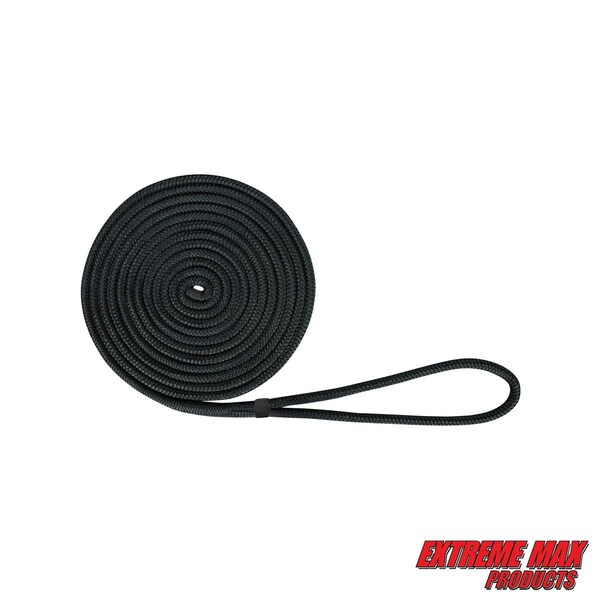 Extreme Max Extreme Max 3006.2117 BoatTector Double Braid Nylon Dock Line - 1/2" x 20', Black 3006.2117 - main